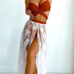 Wrap Push up Bikini swimsuit with beach skirt